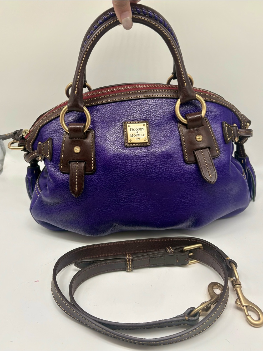 Dooney & Bourke Toledo Florentine Leather Medium Mail Satchel Violet Purple RARE - Picture 2 of 11